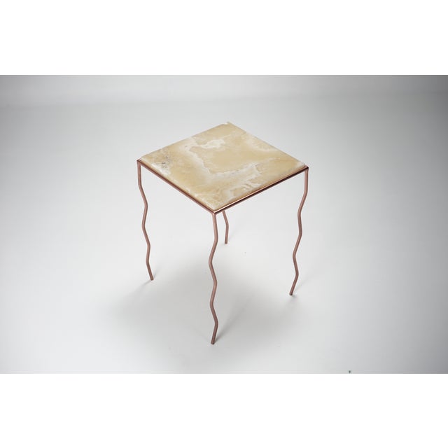 Early 21st Century Forma Prima Honey Onyx and Copper Side Table by Nicola Di Froscia For Sale - Image 5 of 8