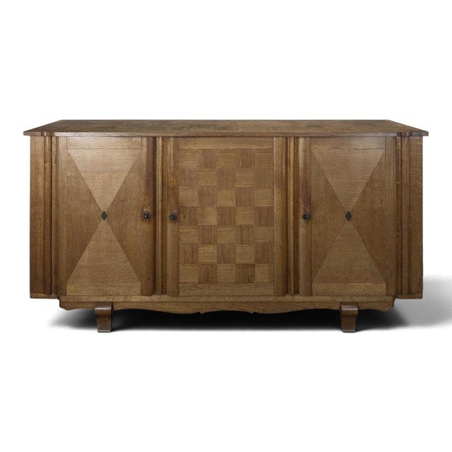 Art Deco Oak Sideboard with Checkerboard Marquetry, 1940s For Sale - Image 12 of 12