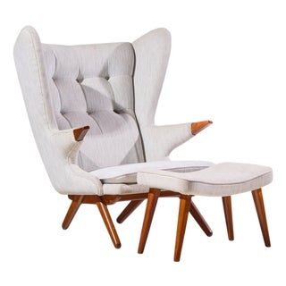 Svend Skipper Model 91 Mid Century Papa Bear Wingback Lounge Chair With Ottoman For Sale