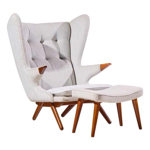 Svend Skipper Model 91 Mid Century Papa Bear Wingback Lounge Chair With Ottoman For Sale