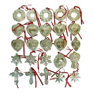 1989-2005 Vintage Baroque Hollywood Regency Wallace Sterling Christmas Ornament Collection - Set of 25 For Sale