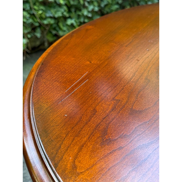 Brown Vintage Solid Cherry Regency Round End Table For Sale - Image 8 of 9