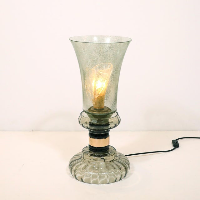 1970s Mid-Century Modern Enclosed Tulip Form Smoked Hand-Blown Murano Glass by Cenedese For Sale - Image 11 of 16