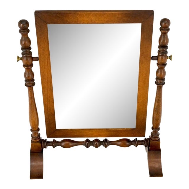 Country Style Brass & Colonial Maple Shaving Mirror For Sale