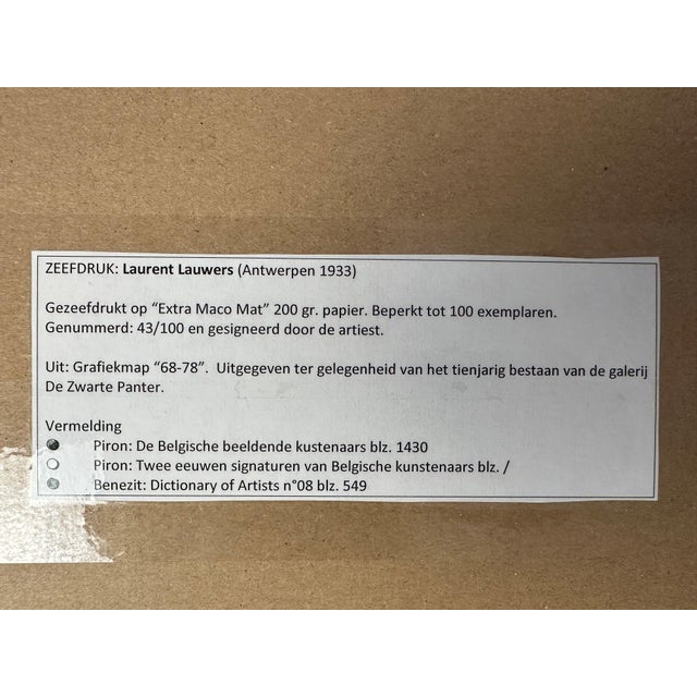 Black Laurent Lauwers, Signed Screen Print, 1960s For Sale - Image 8 of 13