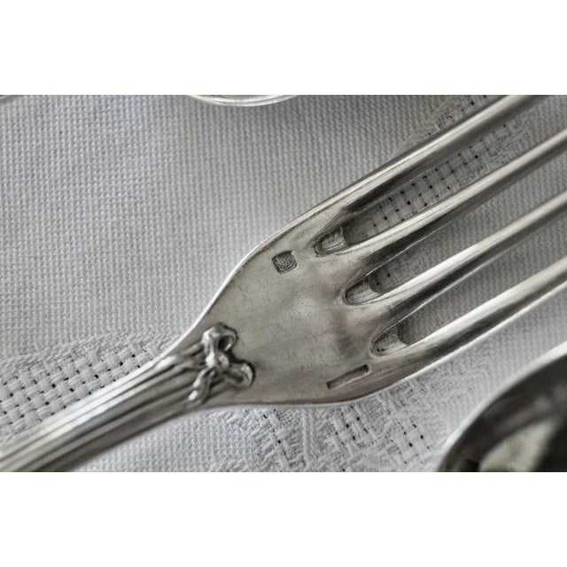 Vintage french silver plated dessert (or lunch) cutlery set with cassete (box) of chrstofle pattern-shape "rubans" good...