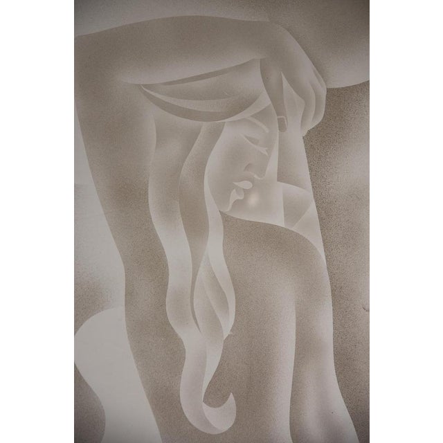 Engraved Glass Folding Screen with Oak Frame by Laurencin, 1937 For Sale - Image 15 of 17