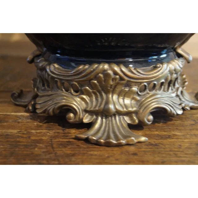 1900s Louis XV Style Bronze Mounted Black Glass Bowl For Sale - Image 4 of 8