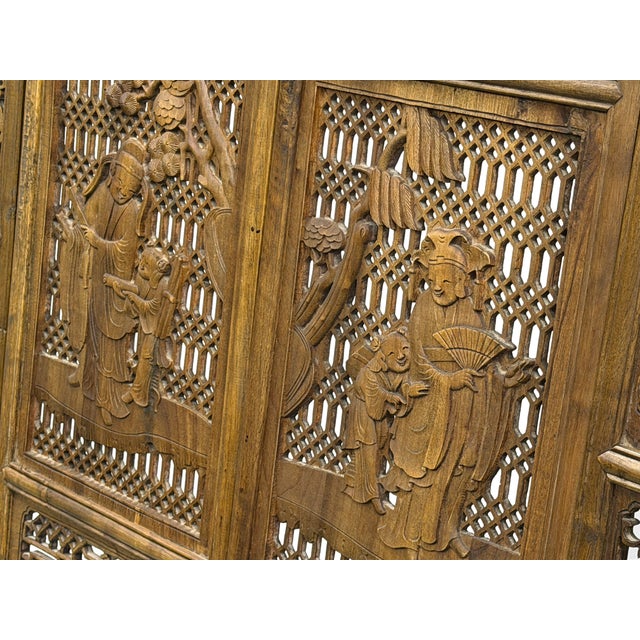 Chinese Scholars Student Motifs Wood Wall Panel Window Screen For Sale - Image 14 of 17