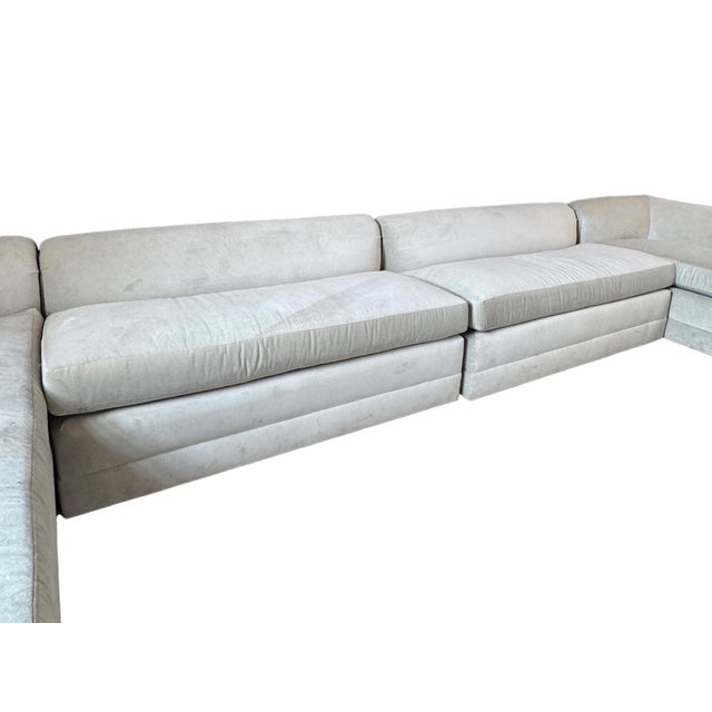 Modern Lee Industries Modern Velvet Slipper Sectional Sofa, Made in Usa For Sale - Image 3 of 15