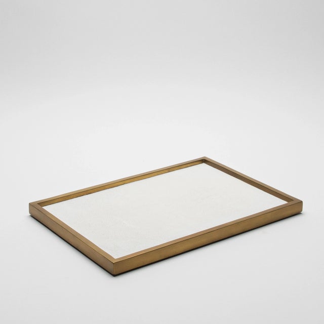 2020s Rectangular Tray in White Shagreen With Bronze Patina Brass Insert by Kifu Paris For Sale - Image 5 of 6