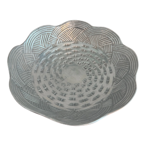 Vintage Arthur Court Style Cast Aluminum Scalloped Basketweave Bowl