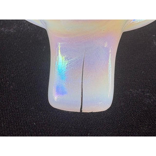 Vintage Fenton Pink Opalescent Carnival Glass Three-Footed Grape & Vine Rose Bowl For Sale - Image 11 of 11