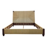 John Hutton Donghia "Merbau" Mahogany Rush King Bed Frame With Woven Reed For Sale