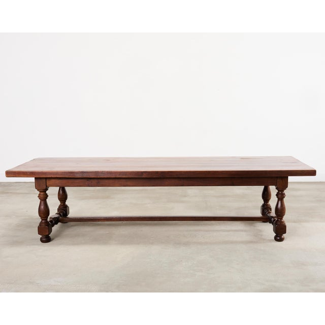 Country English Provincial Oak Farmhouse Trestle Dining Table For Sale - Image 13 of 18