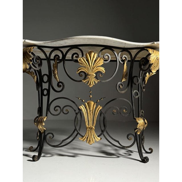 Wrought Iron and Marble Console Table, 1950s For Sale - Image 14 of 18