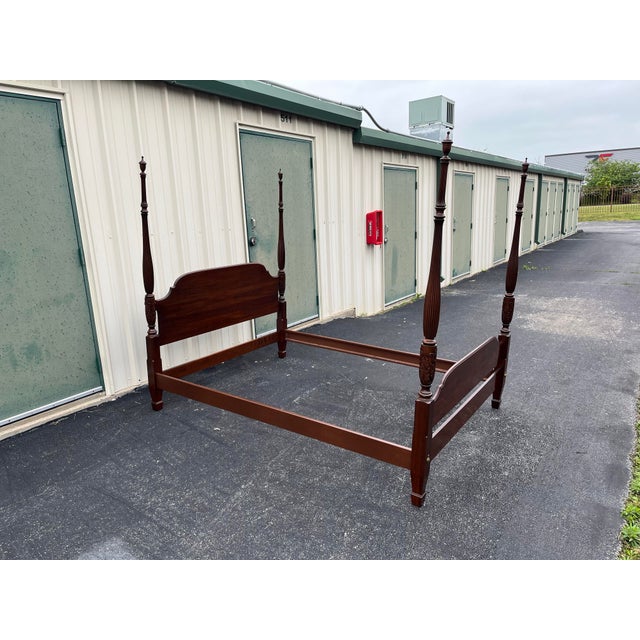 Ethan Allen Georgian Court Cherry Queen Poster Bed For Sale - Image 6 of 12