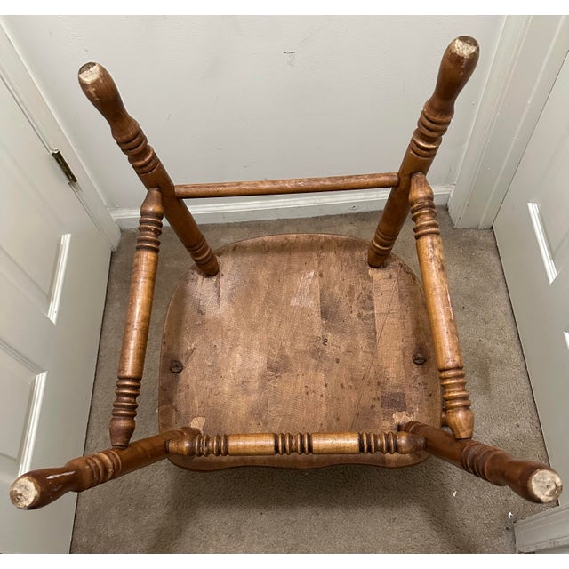 Tell City Maple Captain's Chair With Heart Cutout - Vintage For Sale - Image 11 of 12