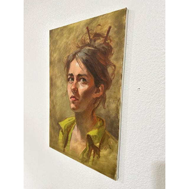 Vintage Original Portrait, Woman With Dubious Expression, Acrylic on ...