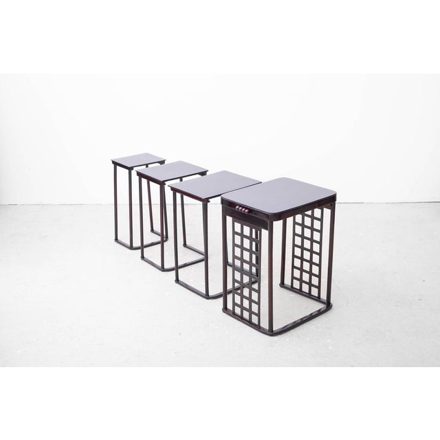 Secessionistic Model 988 Nesting Tables by Prof. Josef Hoffmann for Jacob & Josef Kohn, Vienna, Austria, 1906, Set of 4 For Sale - Image 17 of 18