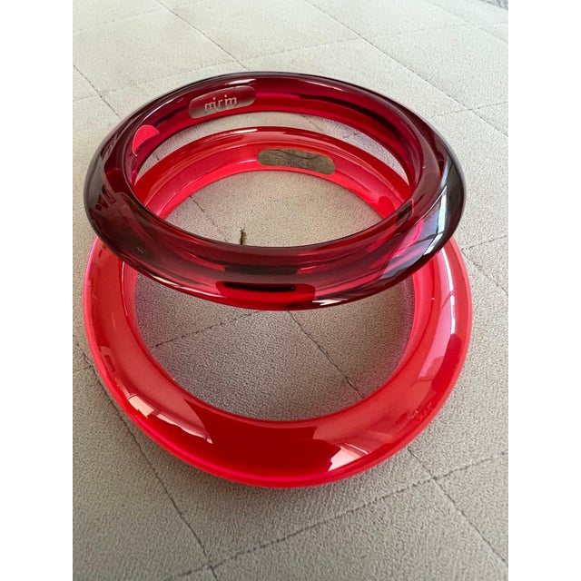 Miriam Salat Wine Red Translucent Resin and Sterling Silver Summer Bangle For Sale - Image 4 of 18