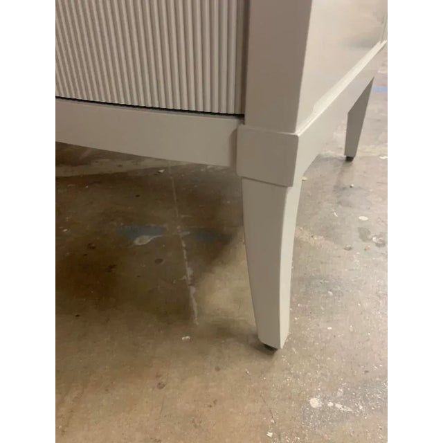 Gray Caracole Fluted Nightstand in Gray Painted Wood With Integrated Tray & Bottom Drawer For Sale - Image 8 of 10