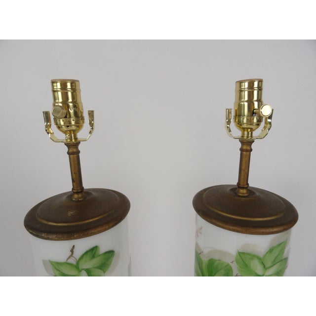 1940s 1940s Large-Scale American Glass Painted Lamps - A Pair For Sale - Image 5 of 7