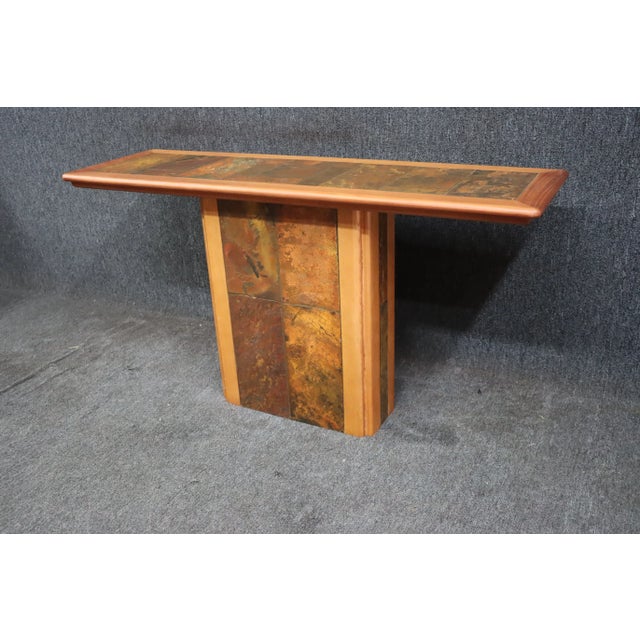 Mid Century Teak & Tile Console Table For Sale - Image 4 of 8