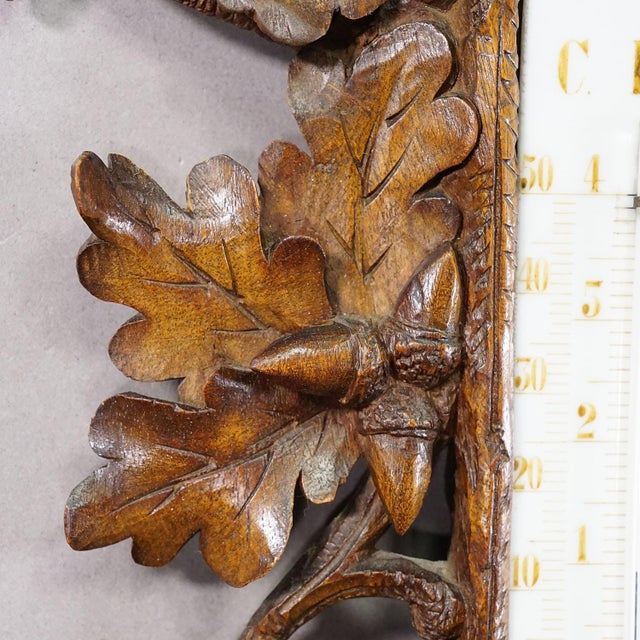 1900 - 1909 Large Wooden Carved Black Forest Weather Station With Deer For Sale - Image 5 of 13