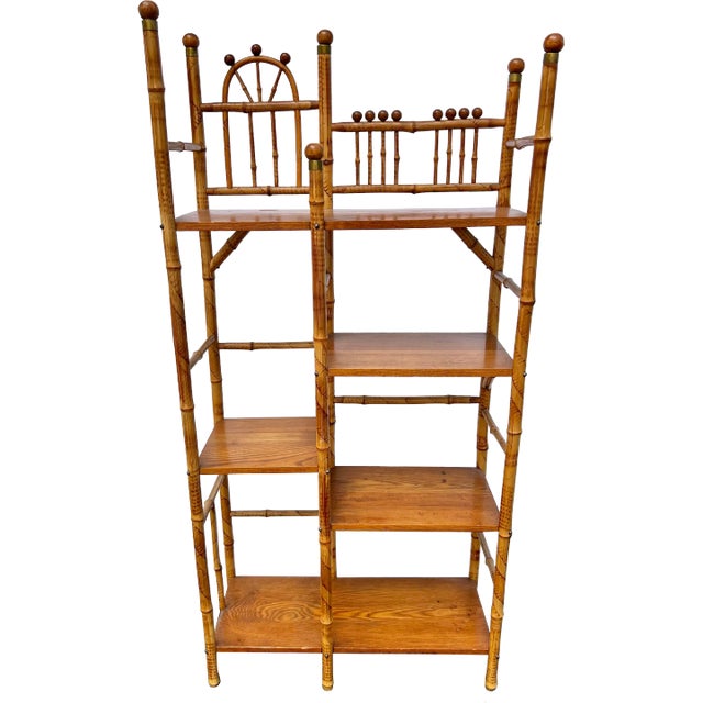 Burnt Bamboo Bookshelf Etagere For Sale