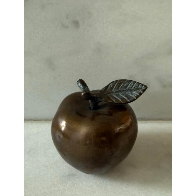 Metal Vintage Mid Century Apple and Pear Bronze Sculptures For Sale - Image 7 of 9