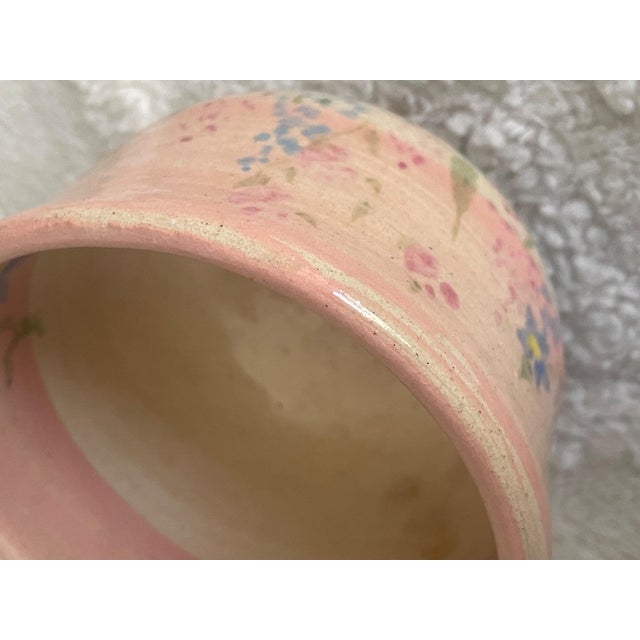 1990s Signed 1994 Studio Pottery Floral Stoneware Bowl For Sale - Image 5 of 6