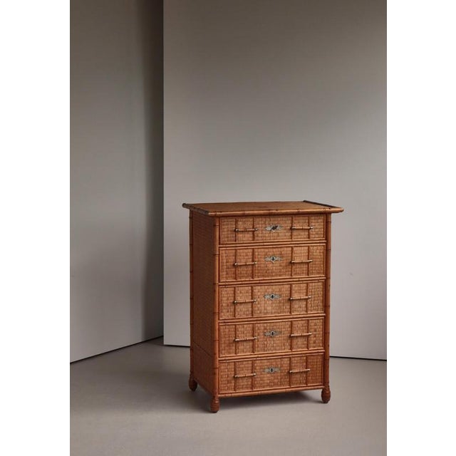 A rare and highly decorative Colonial Style chest of drawers produced by Bodafors in Sweden during the 1890s. Known as...