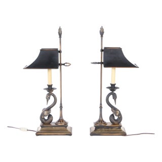 Vintage Brass Table Lamps, 1940s, Set of 2 For Sale