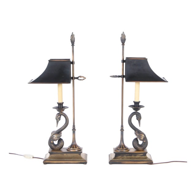 Vintage Brass Table Lamps, 1940s, Set of 2 For Sale