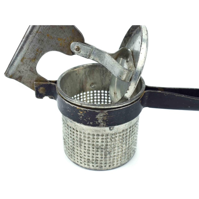 Mid 20th Century Metal Potato Ricer Fruit Masher Press Kitchen Tool Accessory For Sale - Image 6 of 10