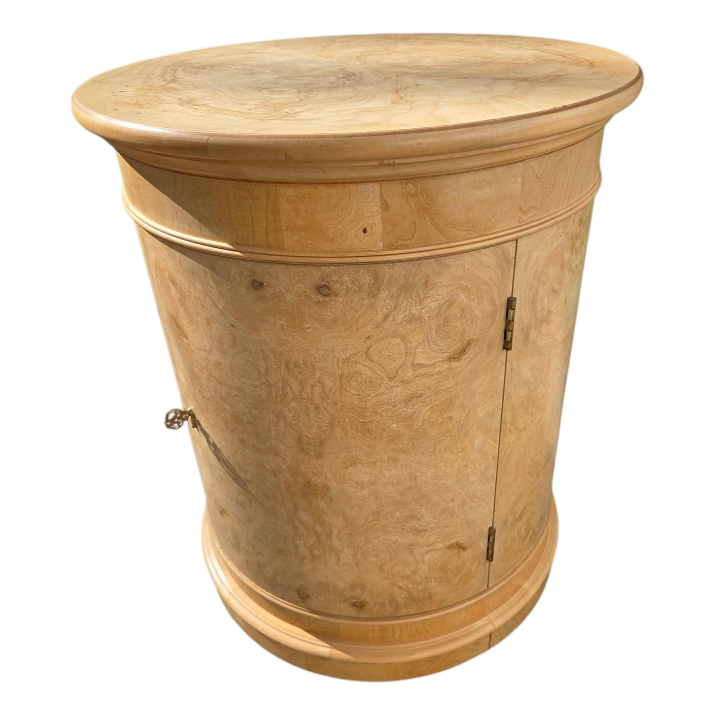 1980s Henredon Charles X Collection Burlwood Drum Side Table Nightstand ...