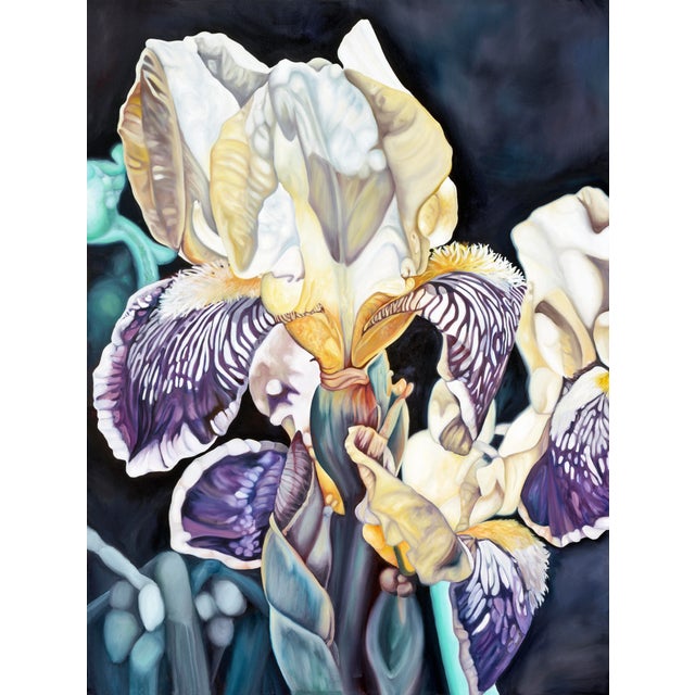 2000s "Zebra Iris" Large Gallery Wrapped Oil Painting by Judith Moore For Sale