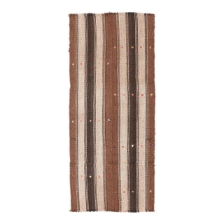 Vintage Brown Striped Kilim Rug - 2`6″ X 6`2″ For Sale