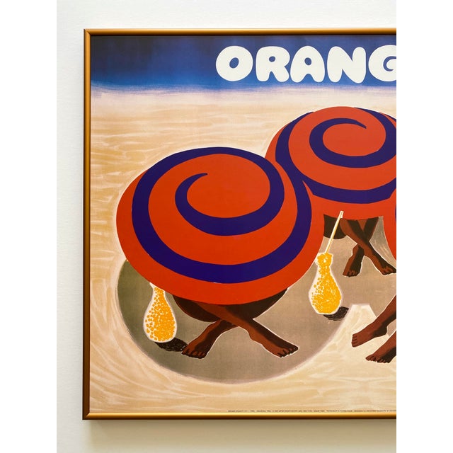 This Bernard Villemot rare offset lithograph print custom framed iconic French Pop Art poster " Orangina " 1984, is an...