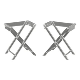 Spisani Italian Clear Acrylic Folding Tables, Pair For Sale