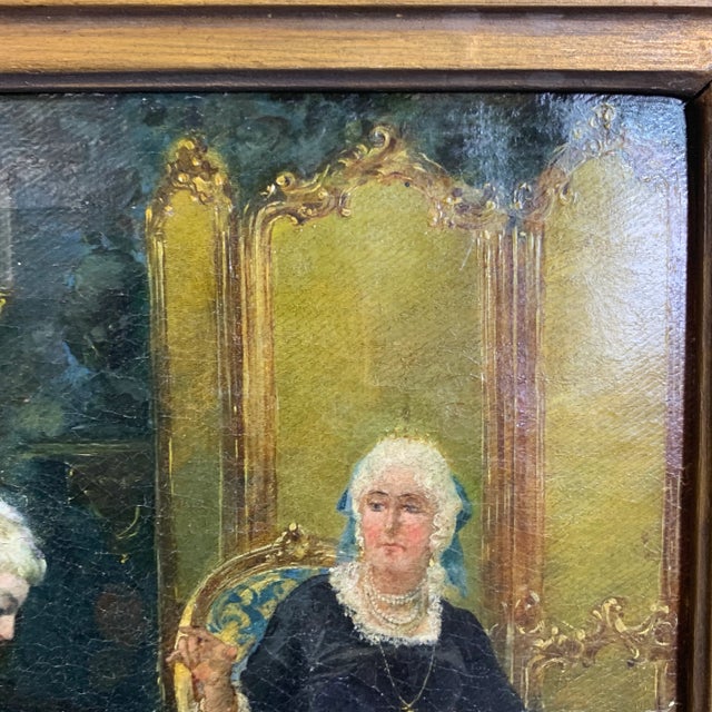 Signed Antique French Interior Oil Painting For Sale - Image 4 of 13