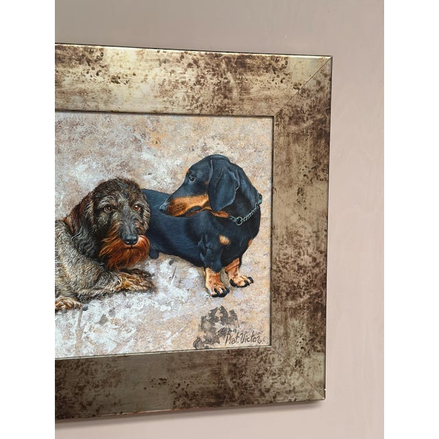 Plat. Victor, Dachshunds, 1960s, Oil on Canvas, Framed For Sale - Image 16 of 18