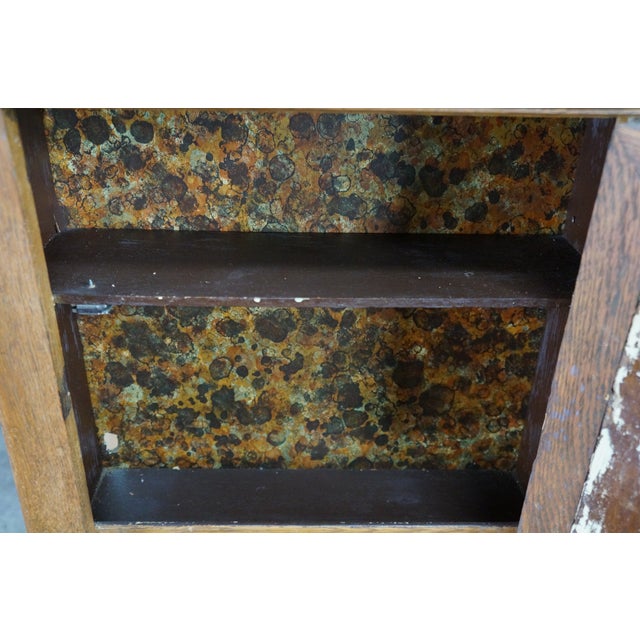 Antique Arts & Crafts Craftsman Oak Mirrored Apothecary Medicine Cabinet 18" For Sale - Image 9 of 10