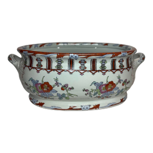 Antique Floral Transferware Porcelain Footbath Cachepot Wine Cooler