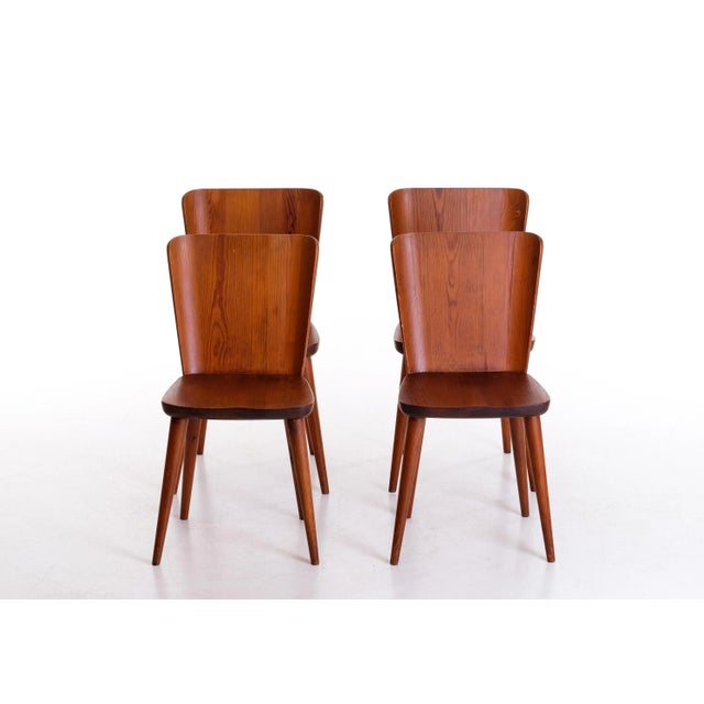 Swedish Pine Chairs by Göran Malmvall, 1960s, Set of 4 For Sale - Image 3 of 9