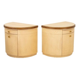 Modern D-Shaped Painted Wood Bedside Cabinets, A Pair For Sale