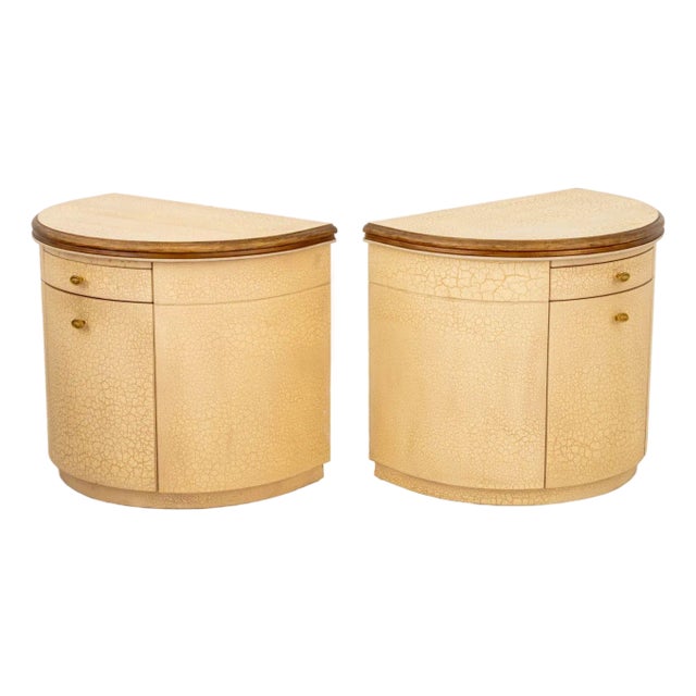 Modern D-Shaped Painted Wood Bedside Cabinets, A Pair For Sale