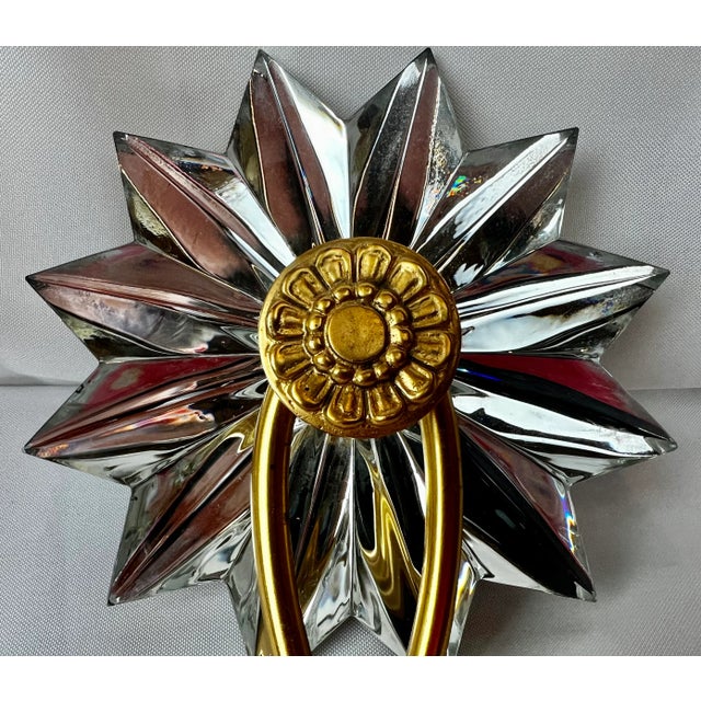 Mid-Century Modern Pair of Gilt Two Light Sconces With Mirrored Twelve Point Star Bursts For Sale - Image 3 of 9