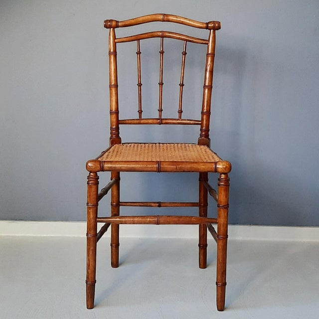 Brown Side Chair in Rattan and Faux Bamboo, 1900s For Sale - Image 8 of 8